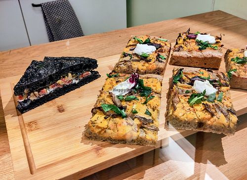 Focaccia sandwich and Pizza at Racines in Lausanne