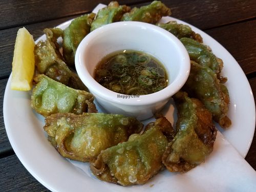 Deep fried vegan gyozo at Rakkan in Santa Monica