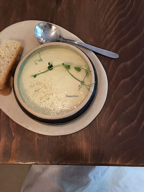 Leek soup at Miamiam in Belgrade