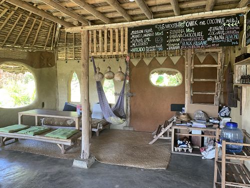 Inside the restaurant/cafe  at Thai Zen Farm in Pai