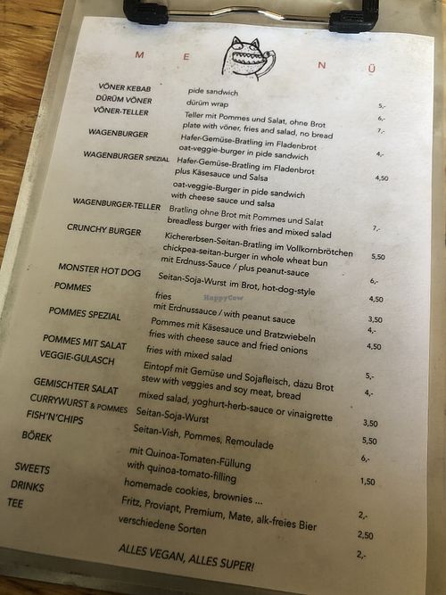 menu at Vöner der Vegetarische Döner in Berlin