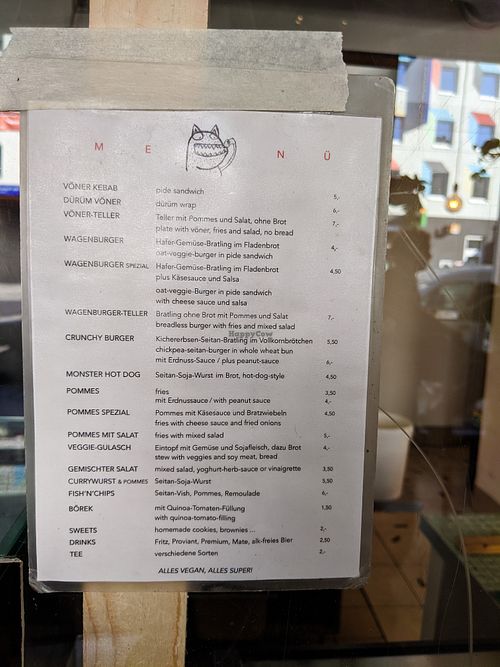 Menu at Vöner der Vegetarische Döner at Vöner der Vegetarische Döner in Berlin