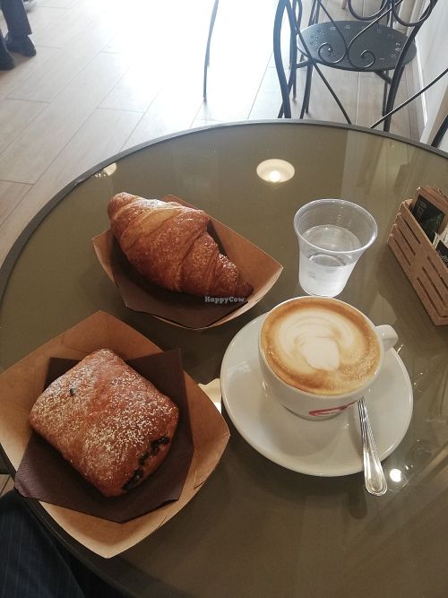 Vegan Chocolate croissant and pomegranate croissant at Sweet Coffee Beans in Bari