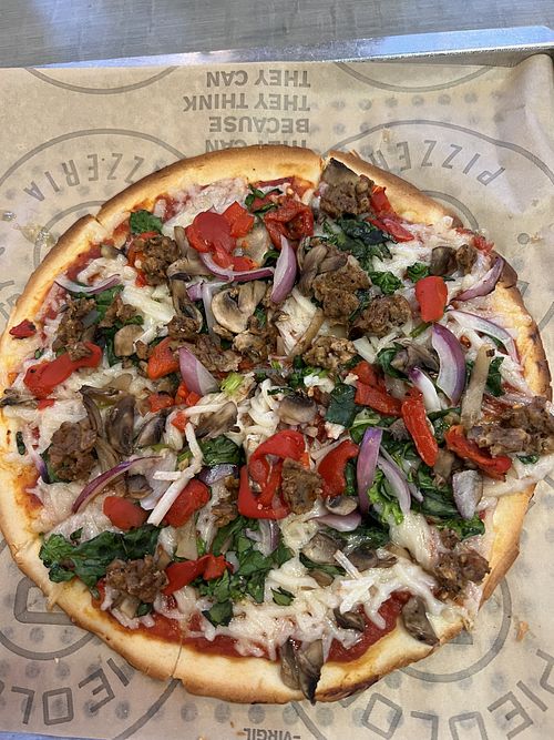 Vegan cheese and heavy vegan toppings  at Pieology - Tamuning in Guam