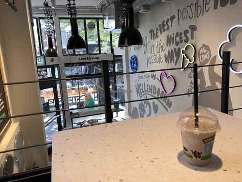 Shake with two different vegan versions at Ben & Jerry's in Rotterdam