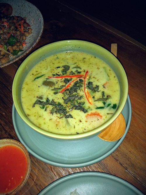 Tasty green curry at Friendship Concept in Pai