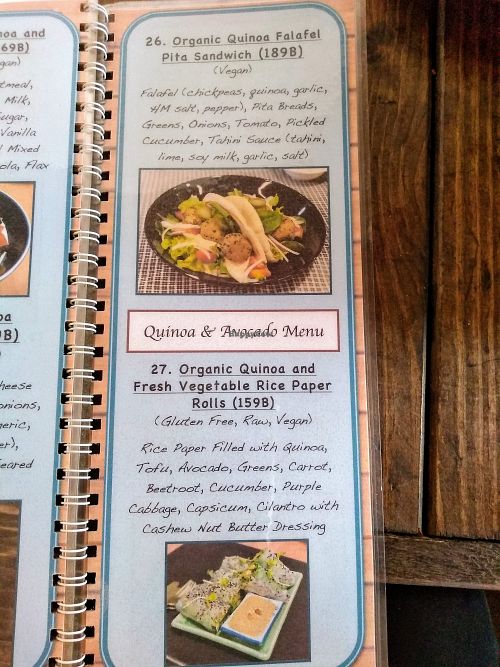 Menu page at Coffee Stains in Pai