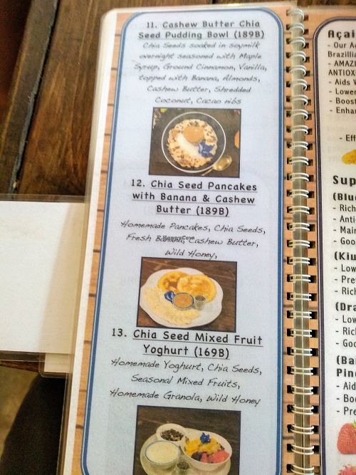 Menu page at Coffee Stains in Pai