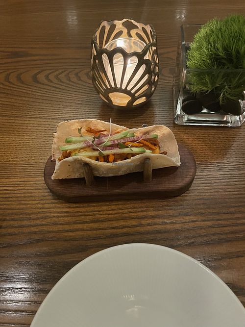 Pulled jackfruit (somewhat spicy) #Veganuary at Indian Accent in New York City