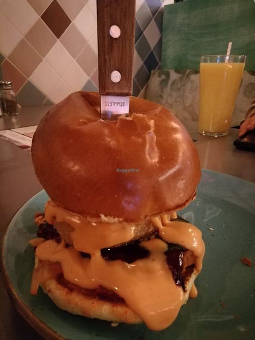 Vegan burger at Absurd Bird in Glasgow