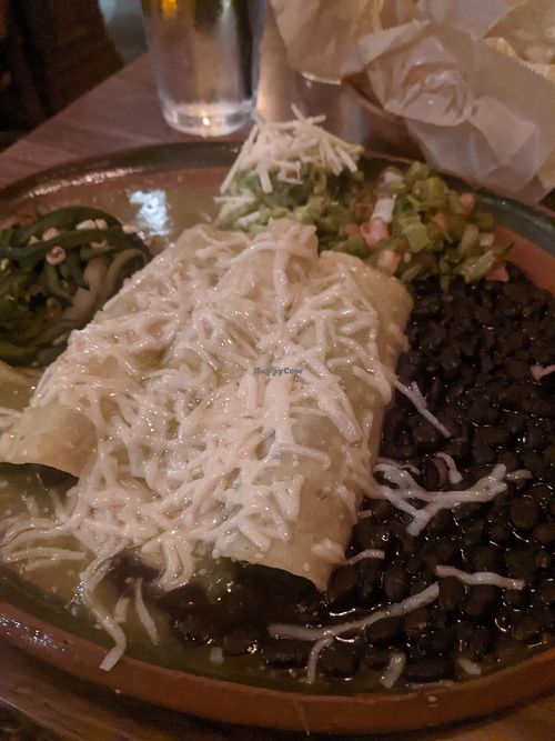 Vegan Portobello and Spinach Enchiladas. 😋 at Limón y Sal in Ventura