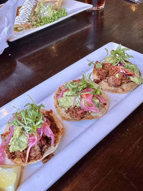 Vegan quemaditas - basically baby tostadas. Very tasty!!  at Limón y Sal in Ventura