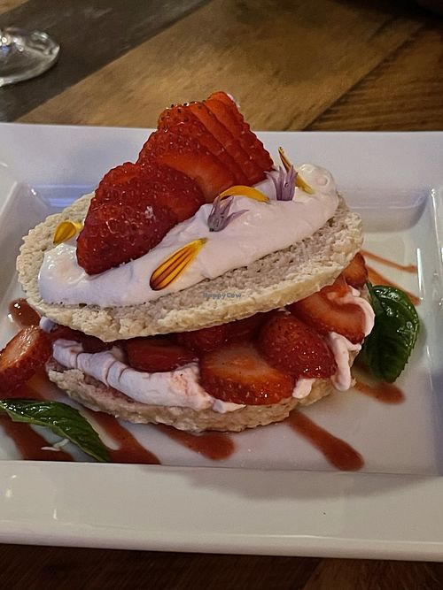 Strawberry shortcake  at Ravens' Restaurant in Mendocino