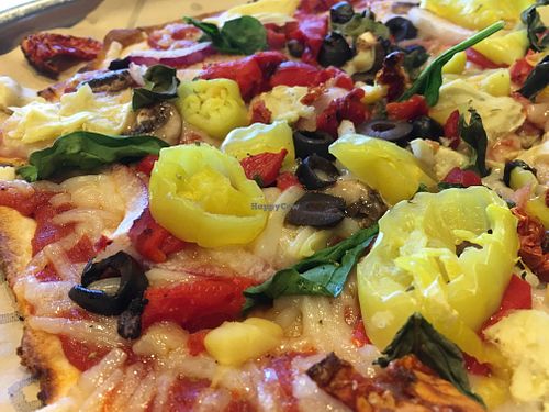 Veg pizza with vegan cheese at Pieology in St George