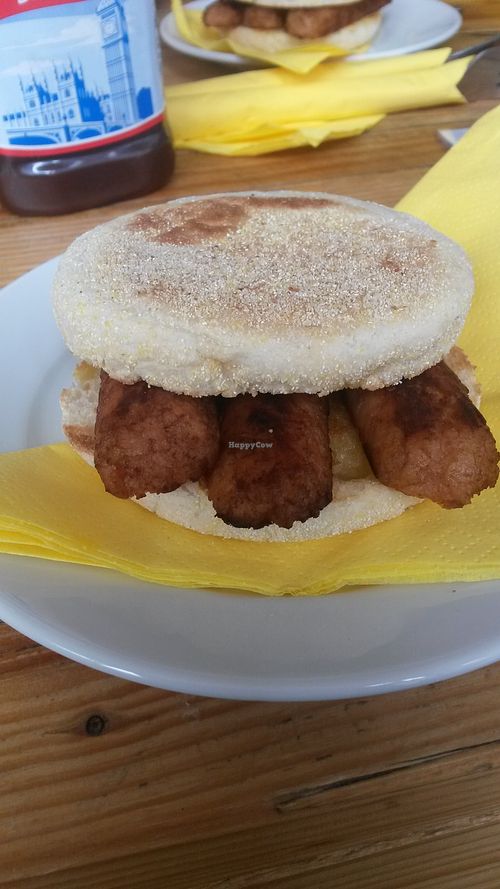 Vegan sausage muffin at FortyFive in York