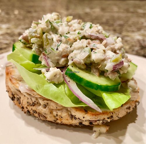 Notuna  (made bagel and toppings at home) at The Natural Trading Company in Auburn