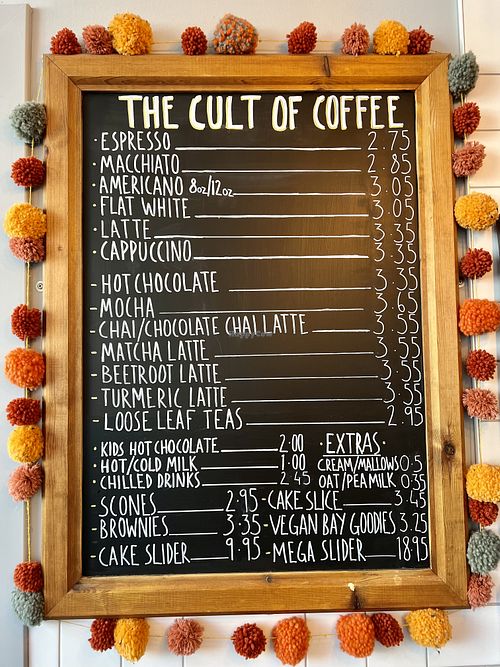 Menu  at The Cult of Coffee in Aberdeen