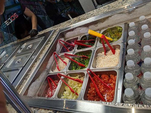Toppings bar at Veegos in Houston