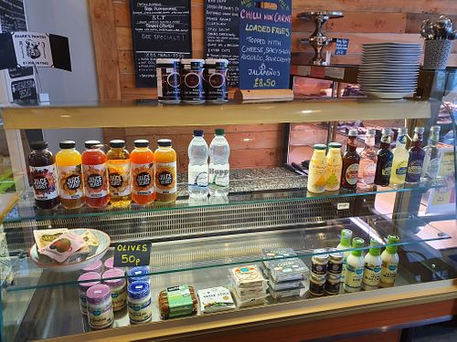 Menu and fridge area at Beare's Pantry in Wadebridge