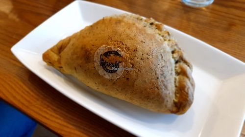 Lovely pasties from The Cornish Vegan Pasty Company. All amazing flavours. This was the Keralan cauliflower onion bhaji, which is amazing. at Beare's Pantry in Wadebridge
