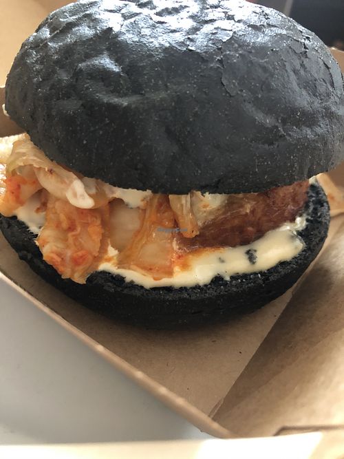 tempeh and kimchi burger at Veganika in Ljubljana
