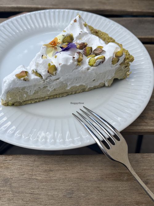 pistachio pie  at Veganika in Ljubljana