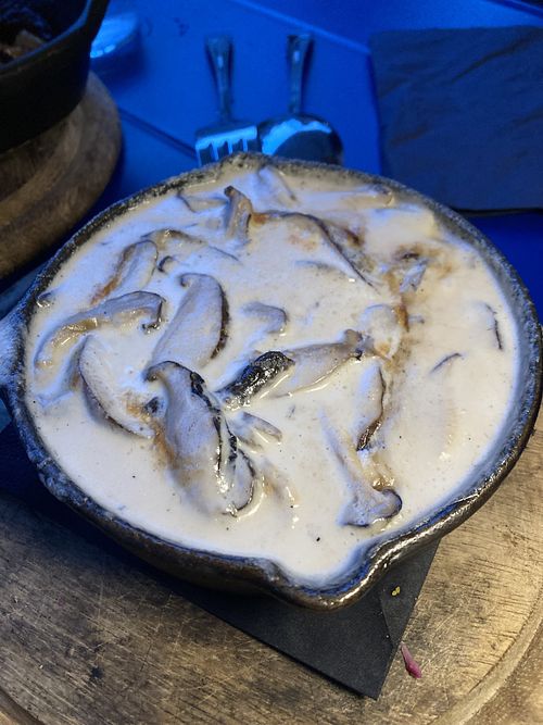 Polenta with shitake creamm  at Veganika in Ljubljana