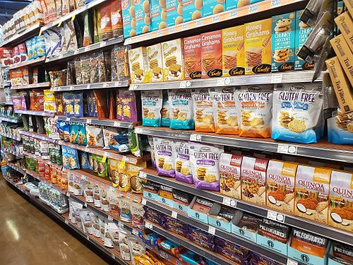 Large Raw and vegan products section at Whole Foods Market in Venice