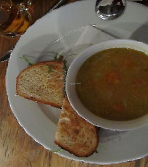 carrot-lentil soup with tempeh sandwich at Stereo in Glasgow