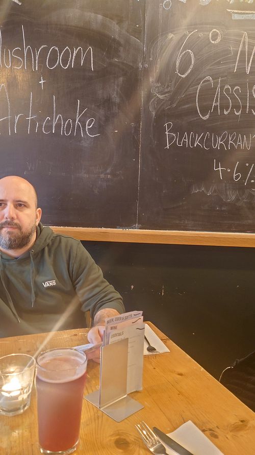 Near the black board at Stereo in Glasgow