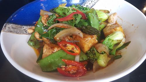 Tofu with chilli jam. Just delicious! Punchy flavours and crispy veg. at Chedi Thai in Sydney