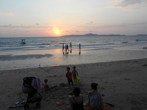 Beach below the restaurant - bring your bathing suit at Cabbages & Condoms in Pattaya