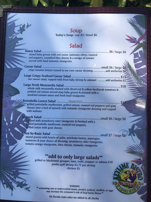 Soups and salads at Keylime Bistro in Captiva