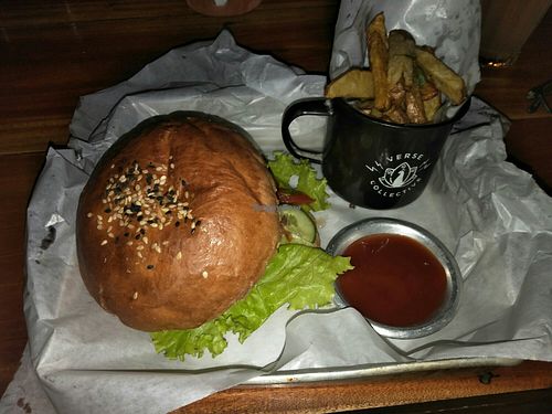 Smoky burger and fries at Verse Collective in Dikwella