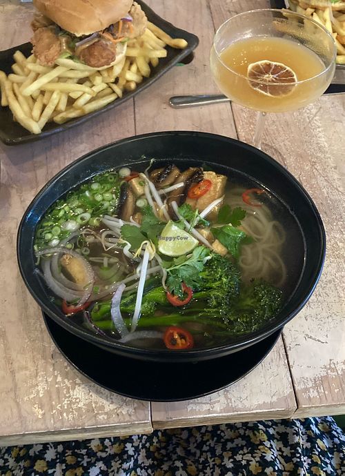 GF Pho Chay & (non-GF) vegan chickaan burger   at Viet Shack in Manchester