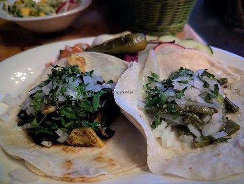 Portobello al pastor and nopal tacos at Cunada in New Orleans