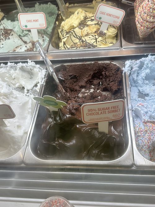 Sugar free dark chocolate sorbet  at Gelatissimo in Surfers Paradise