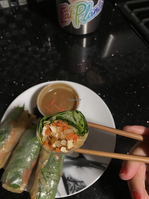 Delightful and Satisfying Fresh Spring Rolls (Devoured) 😳  at Golden Lotus Vegan Restaurant in Oakland