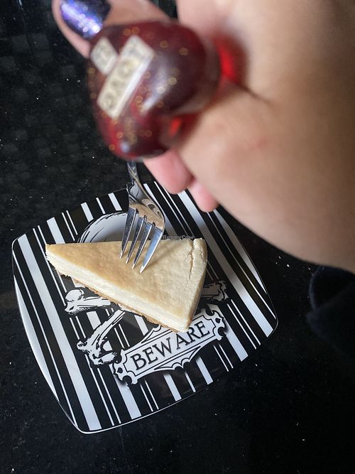 Vegan Cheesecake Didn’t Have a Chance - SO GOOD!!! 💗 (Enjoyed at Home)  at Golden Lotus Vegan Restaurant in Oakland