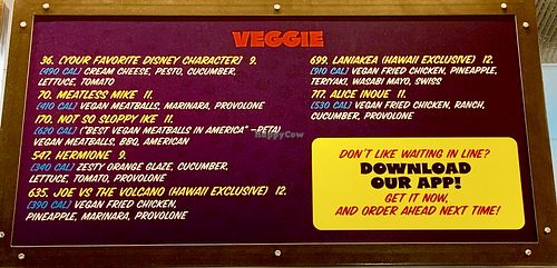 Menu:  at Ike's in Honolulu