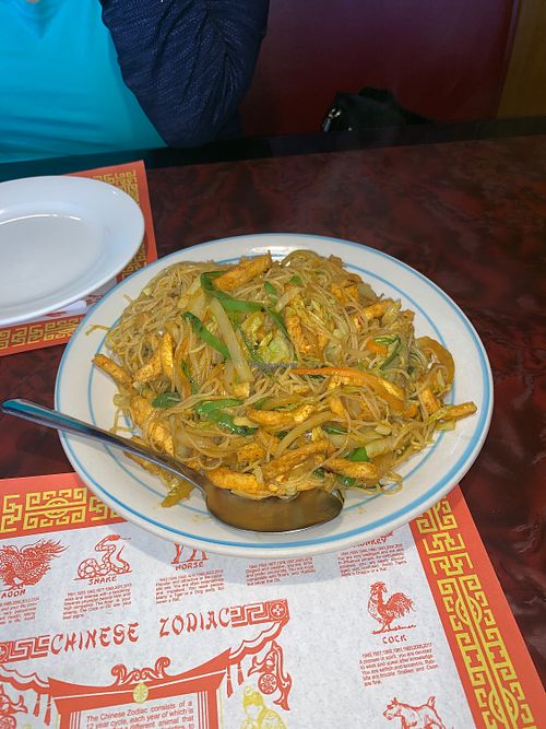 Tofu curry with rice noodles  at Chopsticks in Greenville