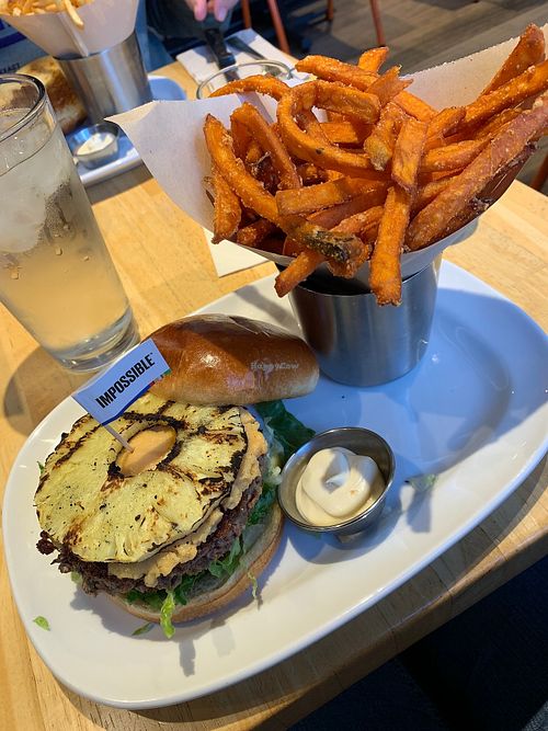 Vegan Impossible Burger with vegan cheese and vegan mayo at The Counter in Phoenix