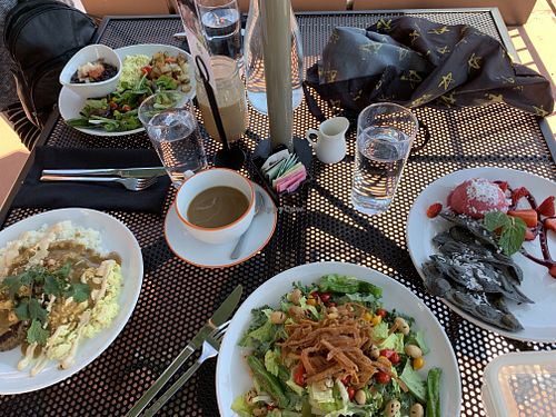 Brunch featuring the goth waffle, Moco Loco, salad  at Verdura in Phoenix