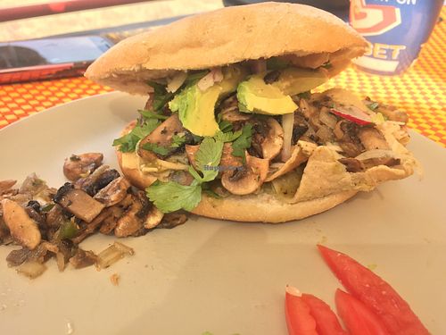 Guajolota, torta de chilaquiles.  at Panza Llena Corazón Contento in San Jose Del Cabo