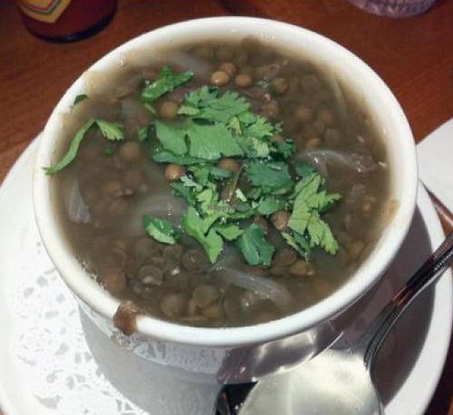 Vegan lentil and onion soup at Hugo's - West Hollywood in West Hollywood
