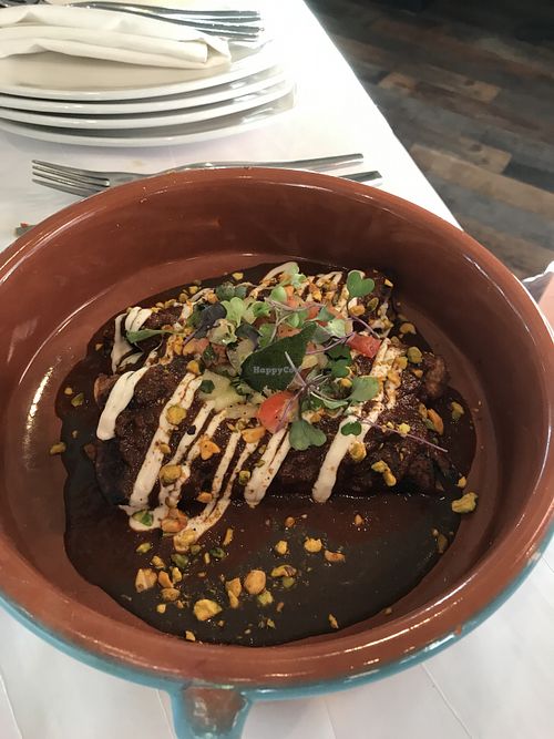 Blue corn enchiladas with mole sauce.  at Casa Terra in Glendale