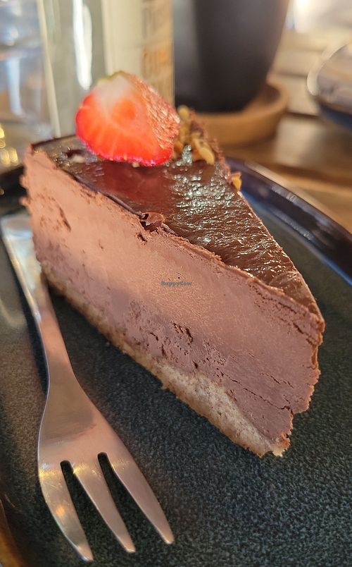 Chocolate cake at VegB12 in Tallinn