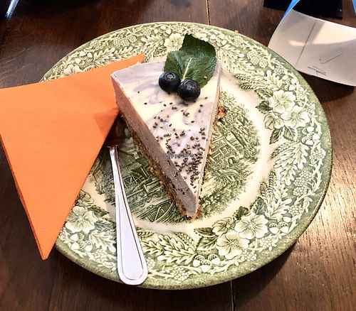 Delicious Vegan Blueberry/Coconut Cheesecake  at Käskoung Stub'n in Nuremberg