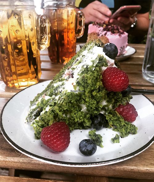 Spinach cake - does not taste like spinach!  at Plantarium Cafe in Stratford-upon-avon