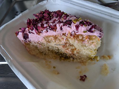 rose-pistachio cake at Plantarium Cafe in Stratford-upon-avon
